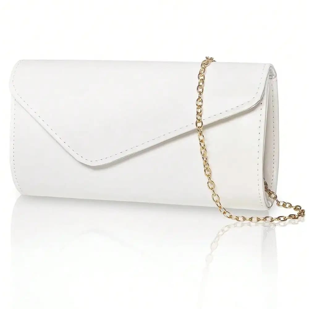 Pochette da donna, borse da sera in pelle a busta con catena, borse eleganti per matrimoni, cocktail, feste e serate di gala