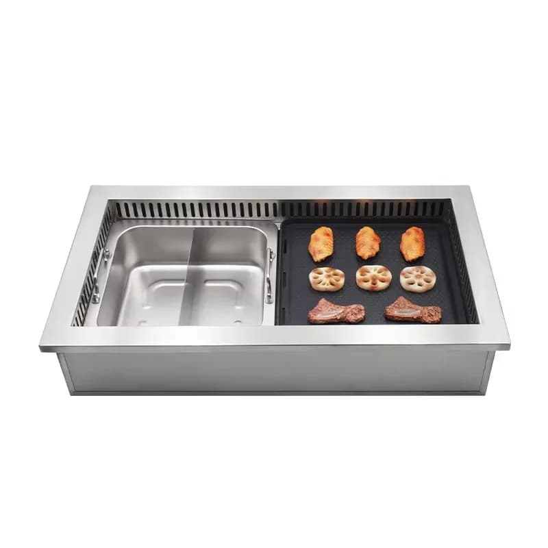 Griglia Elettrica Commerciale in Acciaio Inox Senza Fumo per Ristoranti di BBQ Coreano, Griglia da Tavolo per Interni con Ventola di Scarico e Controllo Touch