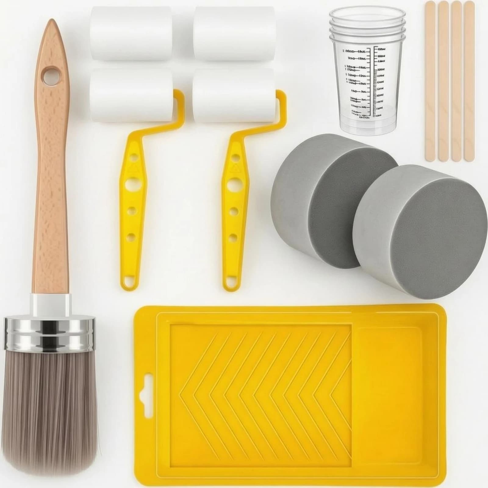 Painting Tool Kit Foam Rollers Painting Supplies Kit Paint Roller Set Wooden Handles Roller Brush Set Professional Quality