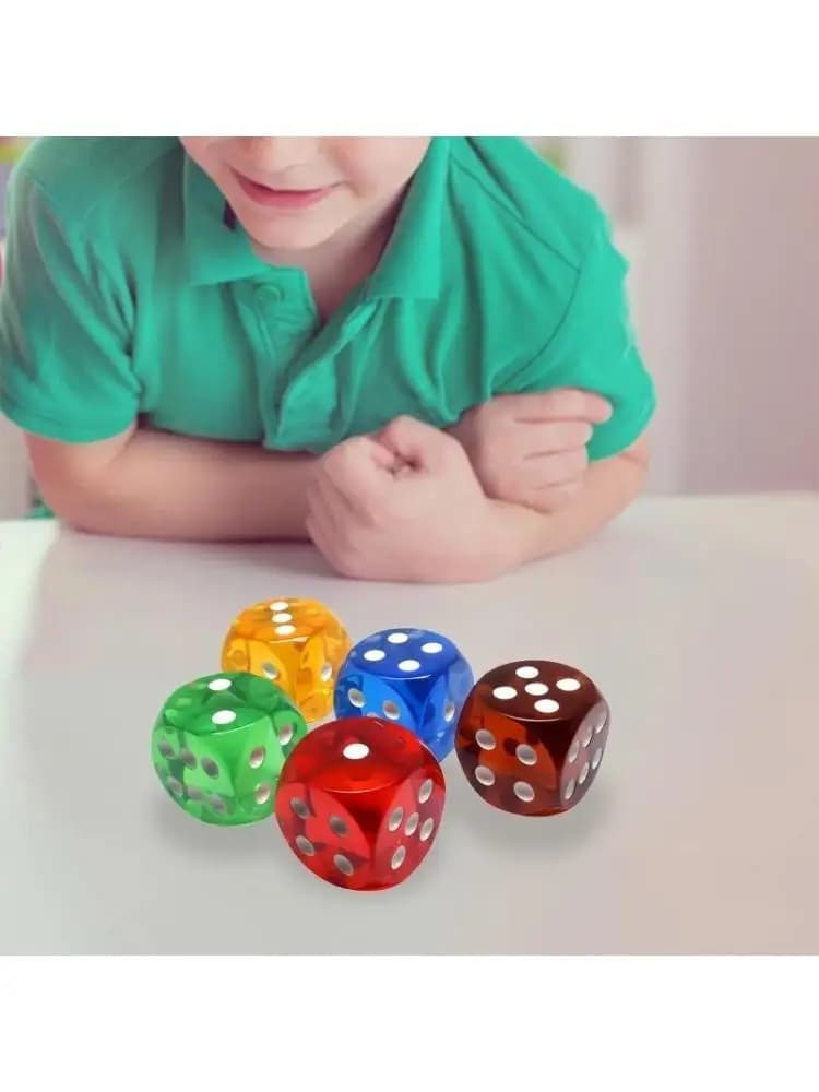 5 pezzi di dadi trasparenti da 25 mm, dadi in cristallo impermeabili a 6 facce, dadi per giochi da tavolo con angoli arrotondati, per progetti didattici