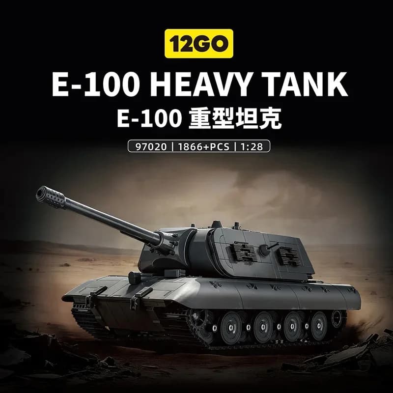12GO 97020 Heavy Tank Building Blocks 1866Pcs Military Vehicle Model Bricks DIY Assembly Toy for Boys Adults Collection Gift