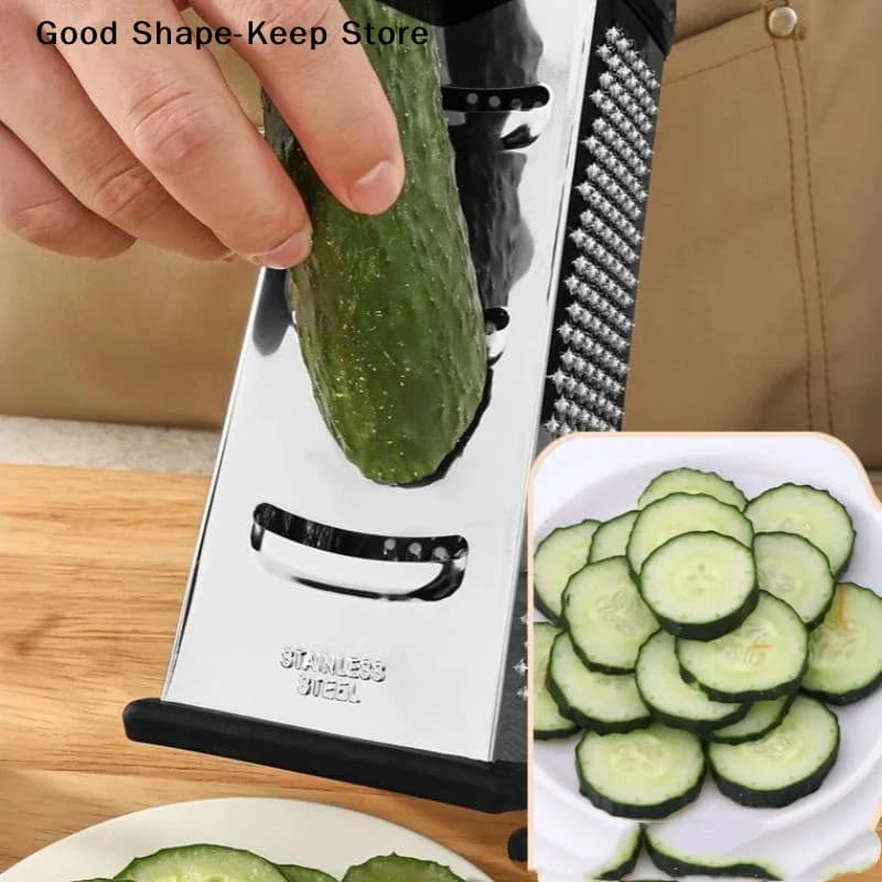 daily4-Sided Handheld Stainless Steel Cheese Grater Box with BPA Free Storage Container for Home Kitchen Meal Prep Cooking
