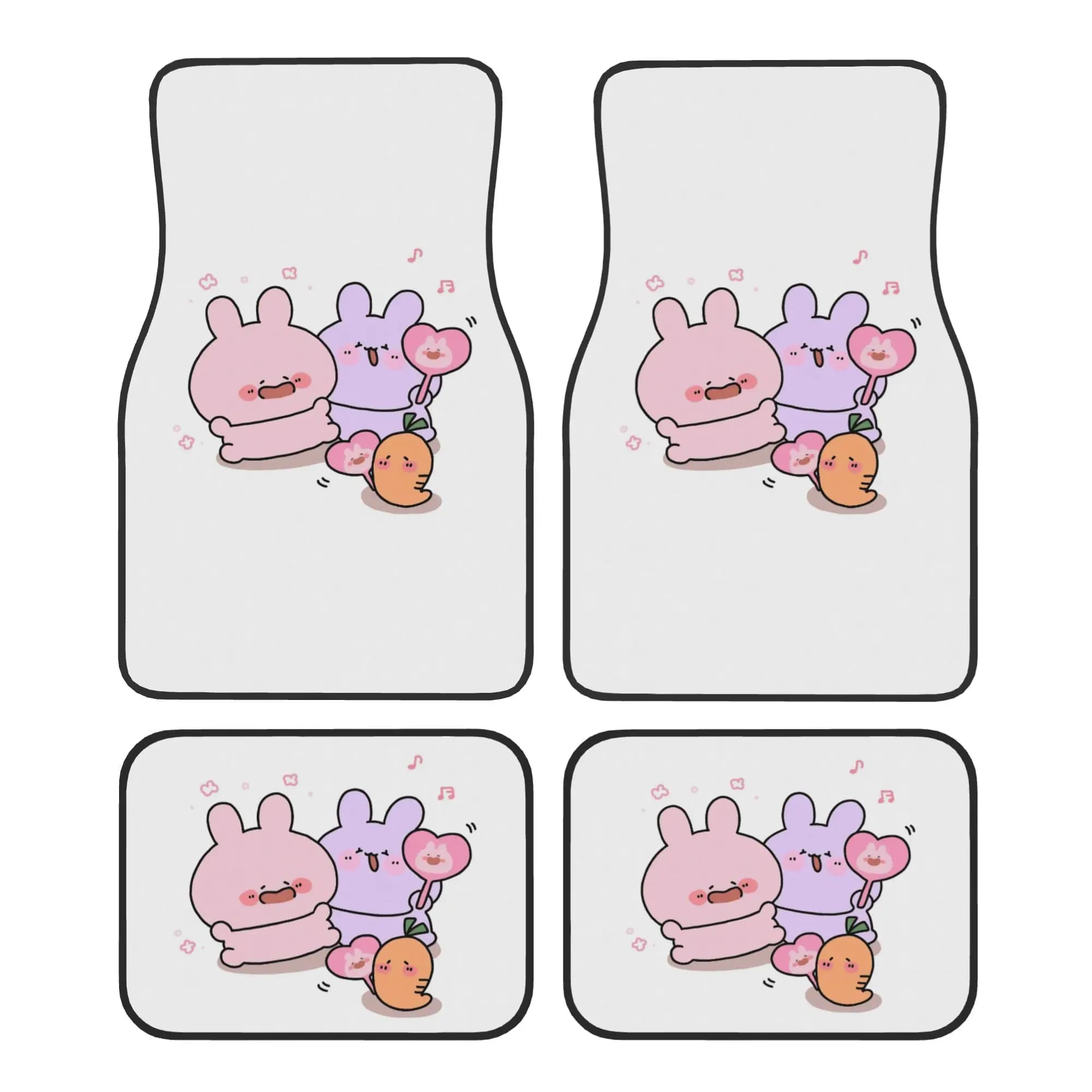 Asamimichaan Anime Cartoons Asamimi Car Floor Mats of 4 Pieces Crystal Velvet Rugs Universal Car Front Rear Carpets Foot Mats