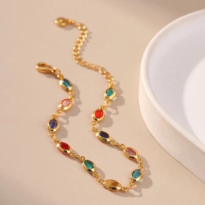 Elegante braccialetto con perline di strass colorati placcati in oro 18 carati per le donne 2025 Nuovi braccialetti di tendenza Regali di gioielli per feste