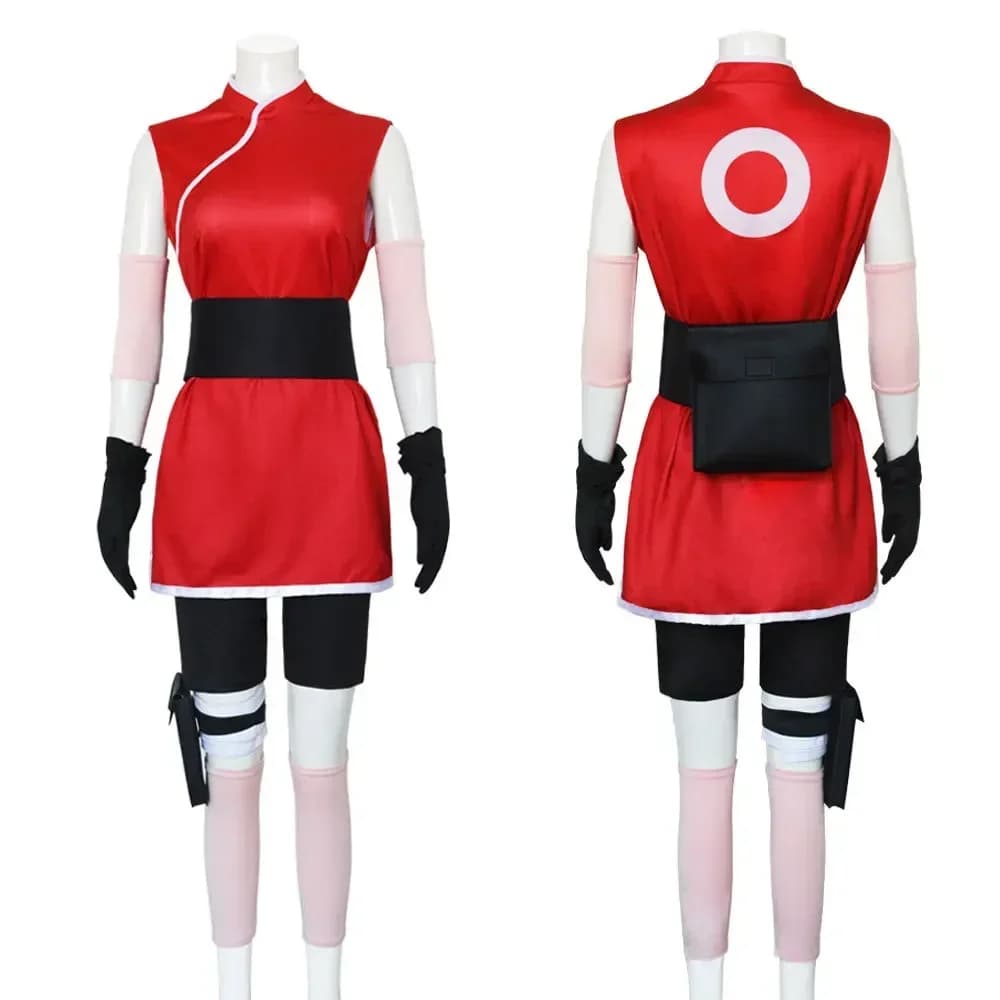 Ladies Sakura Haruno Ninja Cosplay Uniform Complete Skirt Outfit Anime Character Masquerade Party Fancy Suit