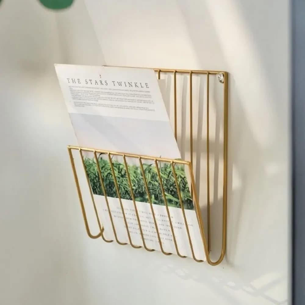 Portadocumenti da Parete in Metallo, Portariviste in Filo Metallico Traforato, Organizzatore Resistente alla Ruggine da Appendere alla Porta per Ufficio