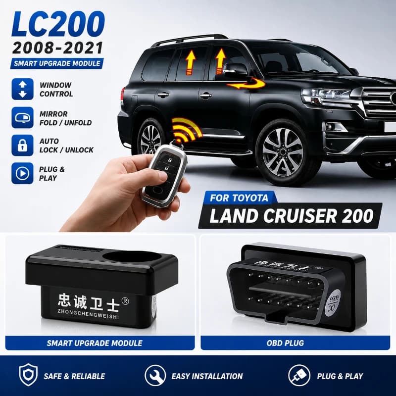OBD Auto Folding Mirror & Auto Window Closer Module for Toyota Land Cruiser LC200 | Plug & Play | Auto Lock | Smart Unlock