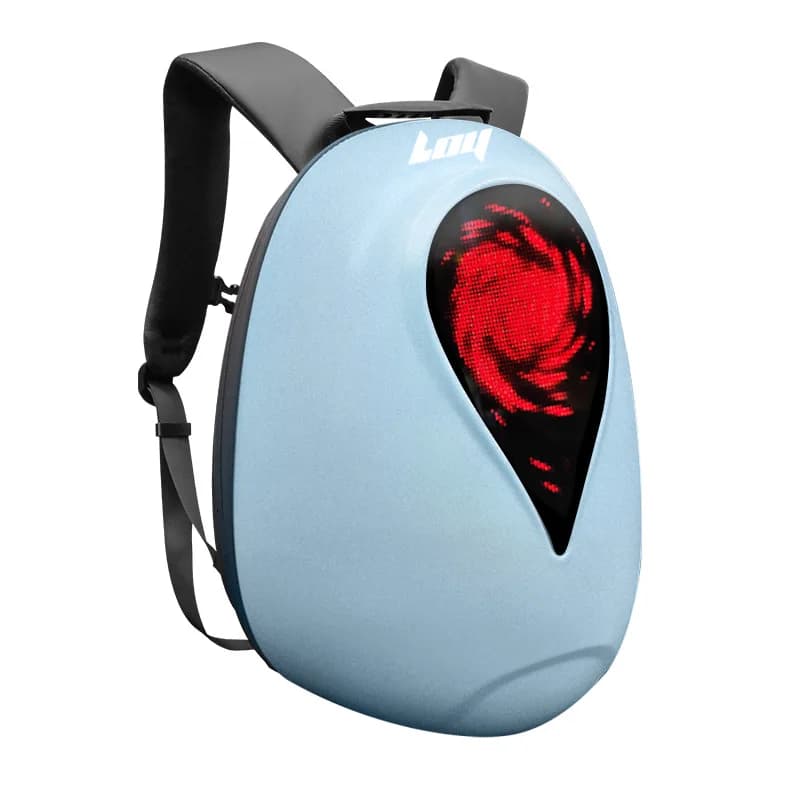 LED Hard Shell Backpack – DIY Animation Light-Up Bag for Girls, Helmet Storage, Waterproof, Motorcycles Accessories