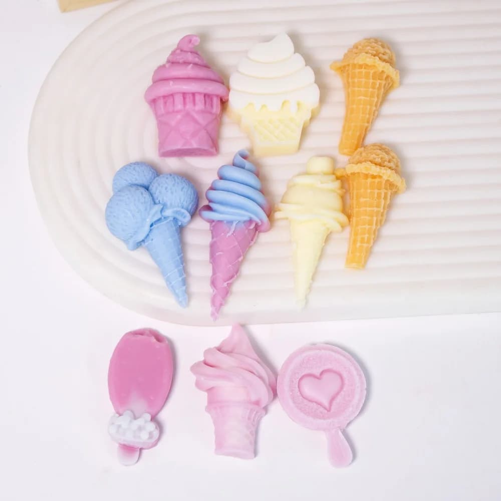 Stampo in silicone per bastoncini di gelato a forma di rosa fai-da-te Stampo per sapone gelato a cono dolce Stampo in gesso per gelato a tre tubi per decorazioni artistiche