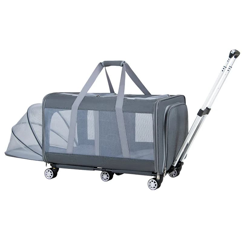 Trasportino Pieghevole per Cani/Gatti da 30 kg - Carrello per Tutti i Terreni con Ruote Rimovibili, Passeggino da Viaggio Traspirante XXL