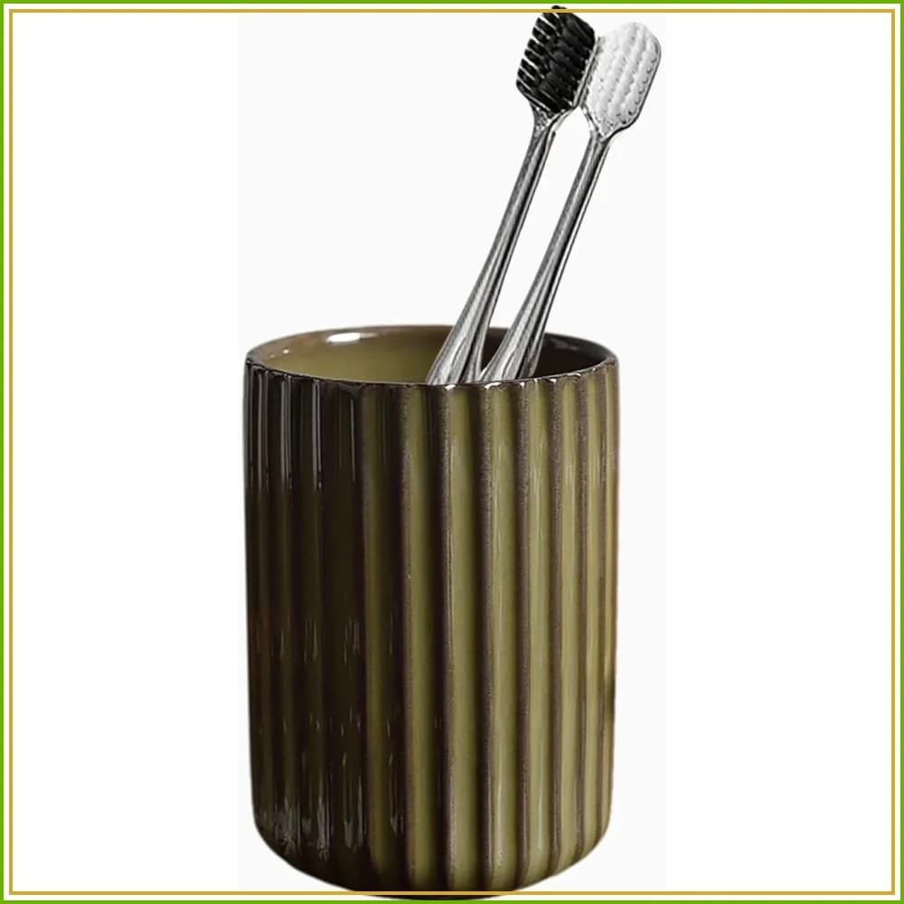 Ceramic Toothbrush Holder & Cup Set for Bathroom Countertop, Toothpaste Organizer, Kiln Transformation
