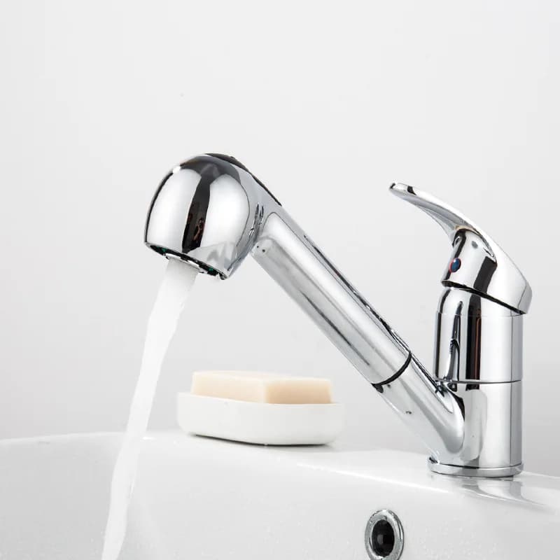 Rubinetto da cucina in lega di zinco con doccetta estraibile, miscelatore acqua calda e fredda, rubinetto telescopico con getto a spruzzo per lavello e vasca.