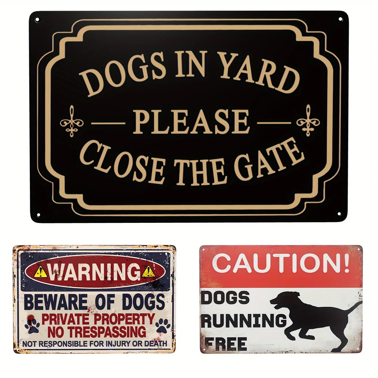Aluminum attention to the dog sign for outdoor fence, gate, farm and home or bar decoration signs in tin material