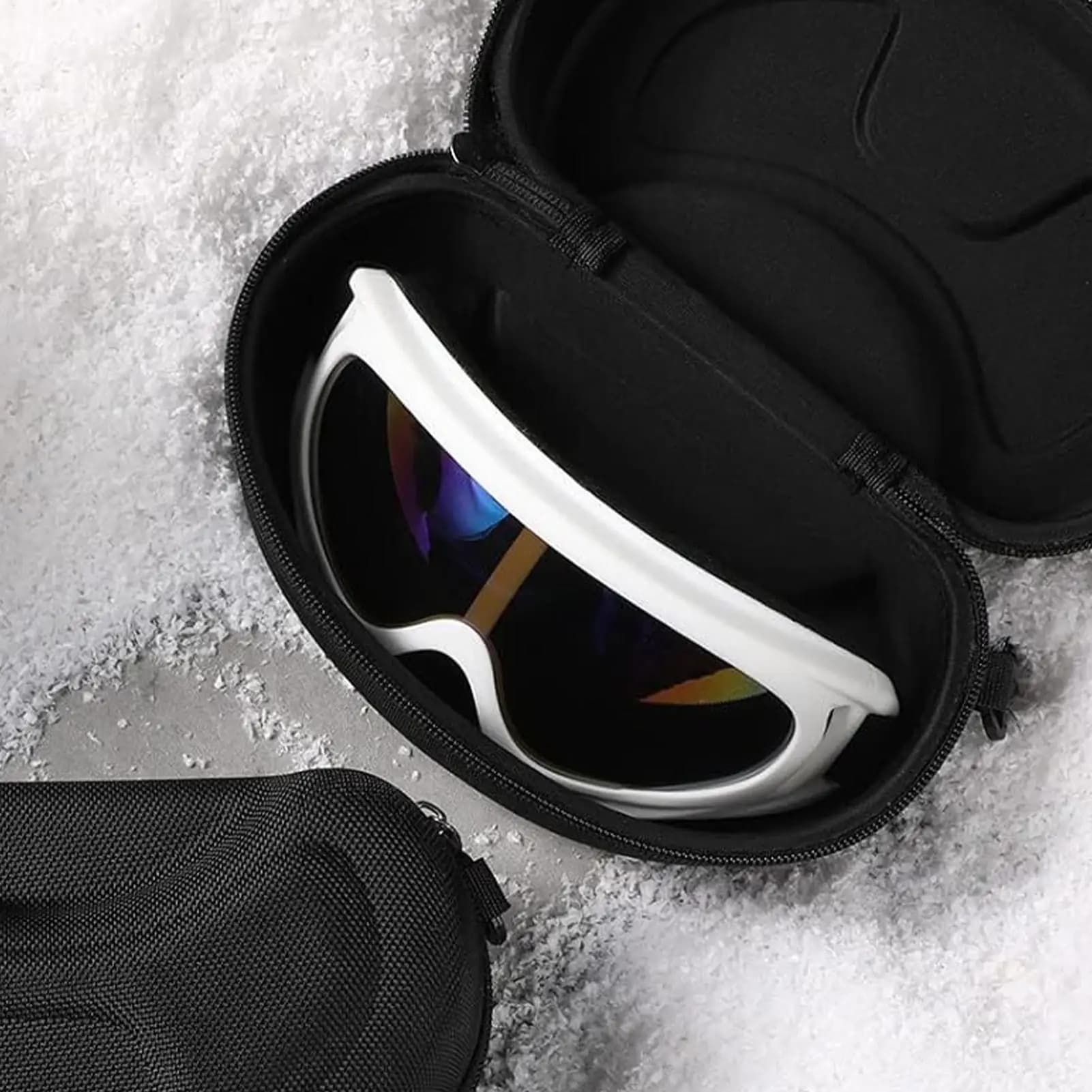 Custodia rigida in EVA per occhiali da sci, resistente all'acqua e agli urti, scatola portaoggetti protettiva facile da usare per occhiali da sport sulla neve