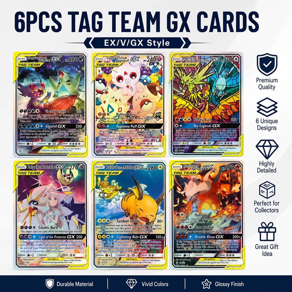 Ptcg Anime Tcg Team Gx Cards Rainbow Rare Cards Set Mega Sableye & Tyranitar Togepi & Cleffa Series Holo Foil Cards Collectors