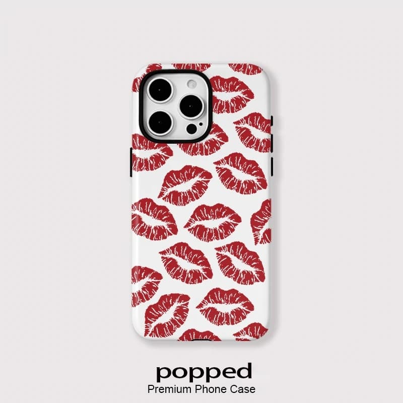 Acrylic TPU Two in one Magnetic Case For iPhone 16 Pro Max 15 Plus 14 13 12 Pro 17 Sexy Girly Red Kiss Pattern Cover