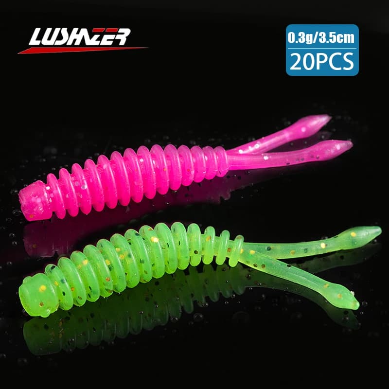 LUSHAZER 20 pz/borsa esca Morbida TPE Galleggiante 0.3g 35mm esca di Pesca Per Bass Carpa Swimbait Wobblers richiamo di pesca