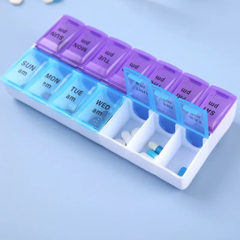 Weekly 14 Grids 7 Days Pill Box Portable Travel Cases Organizer Pill Container Storage Tablets Vitamin Medicine plastik box