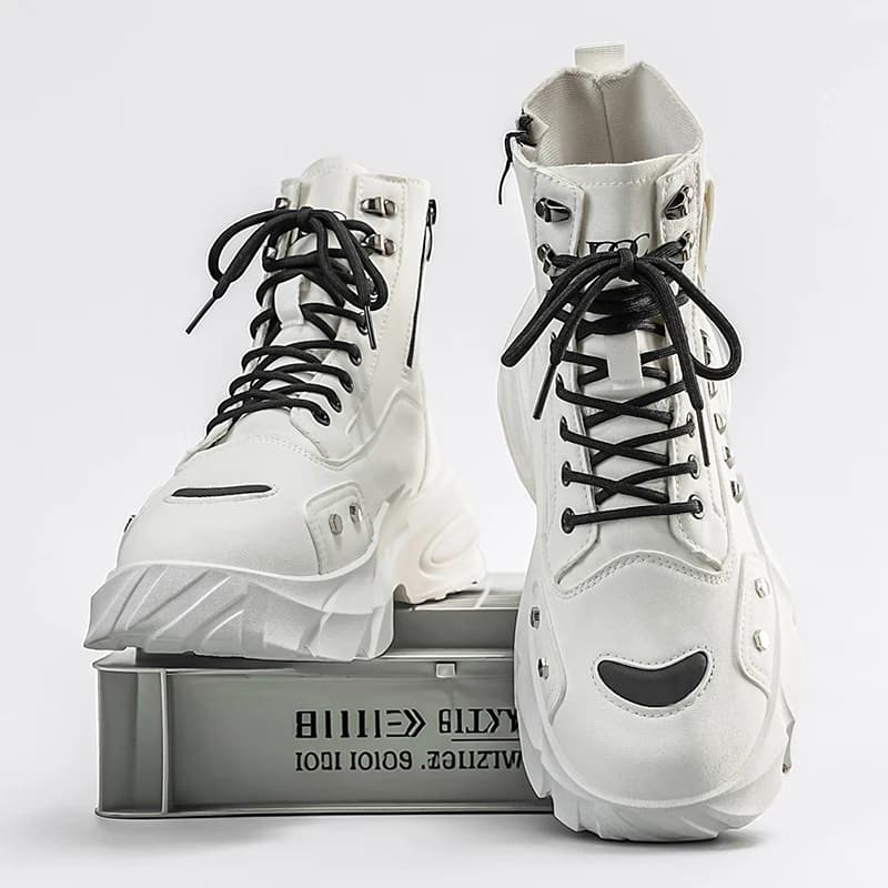 Boots for Man Fashion Rivet Leather Design Luxury Shoes Gothic Black Street Hip Hop Punk Rock Ankle Boots Men Motorcycle Shoes