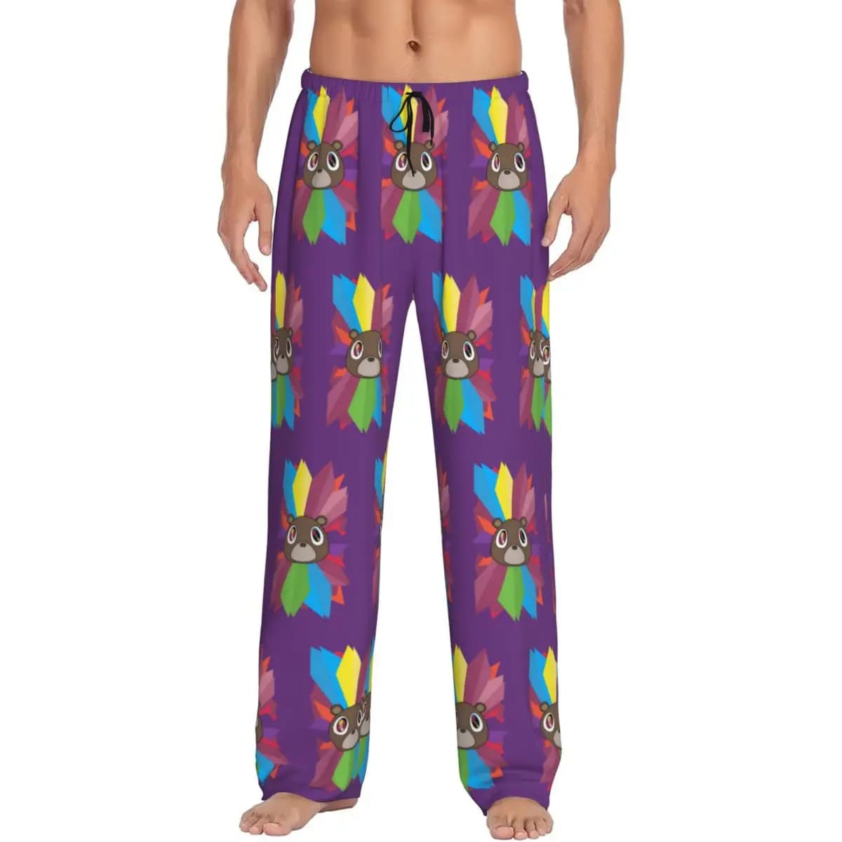 Pantaloni da pigiama personalizzati Kanye West Pigiami da uomo Cintura elastica Dropout Bear Sleep Lounge Bottoms con tasche