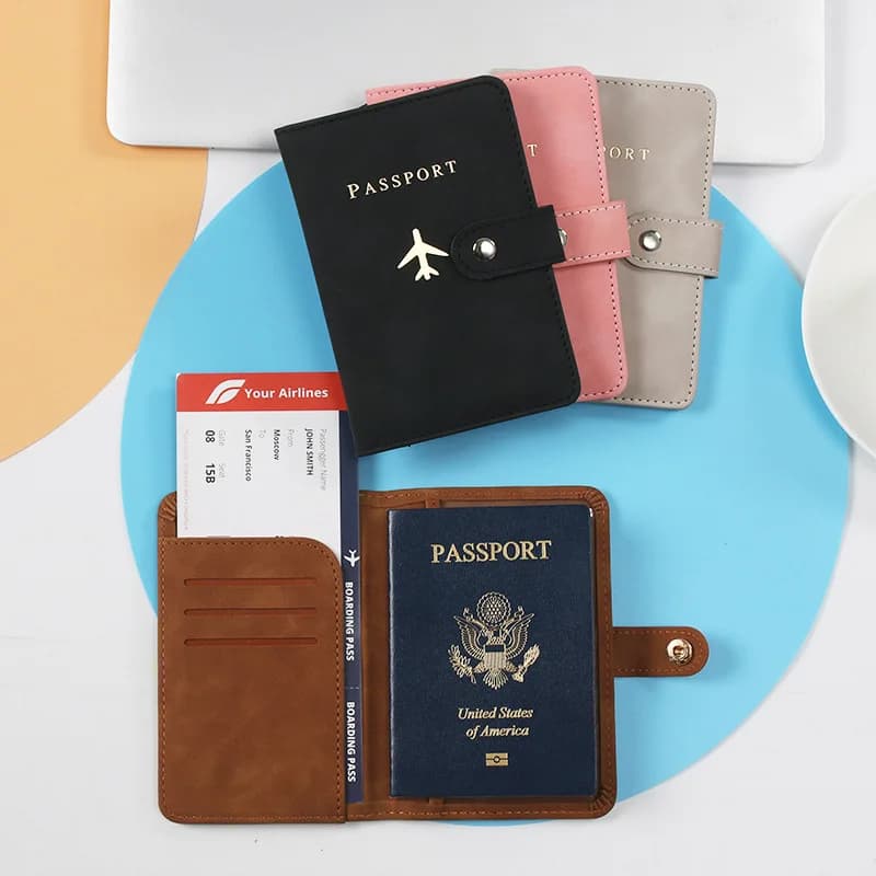1Pc Travel Passport Holder for Multiple Cards IDs Documents Durable Water Resistant Storage Bag with Snap Closure Lightweight