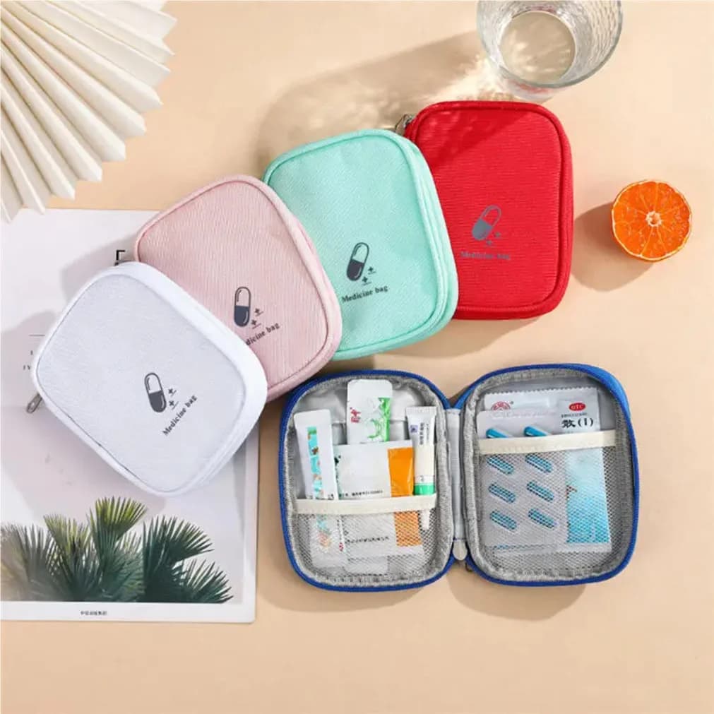 Portable First Aid Medical Kit Travel Outdoor Camping Emergency Medicine Storage Bag Travel Mini Pouch Organizer Pill Case