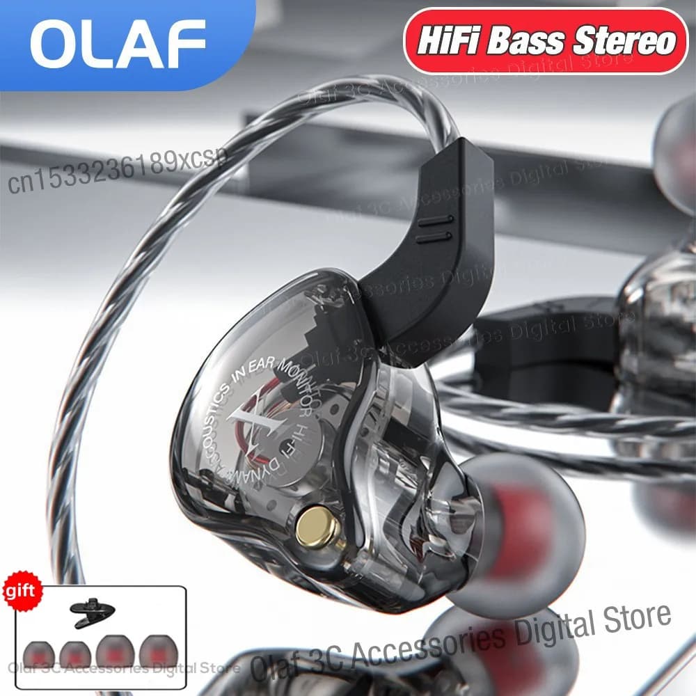 OLAF 3.5mm Jack Wired Headphones HiFi Bass Stereo Gaming Auricular Vivavoce with noise cancelling Auxiliary In-Ear with microphone