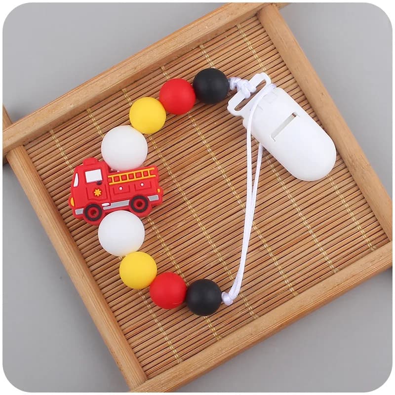 ABCPICK Massaggiagengive per bambini Cartoon Cars Catene per ciuccio Bambino per bambini Porta capezzoli Clip Ciuccio per neonato Accessori per massaggiagengive