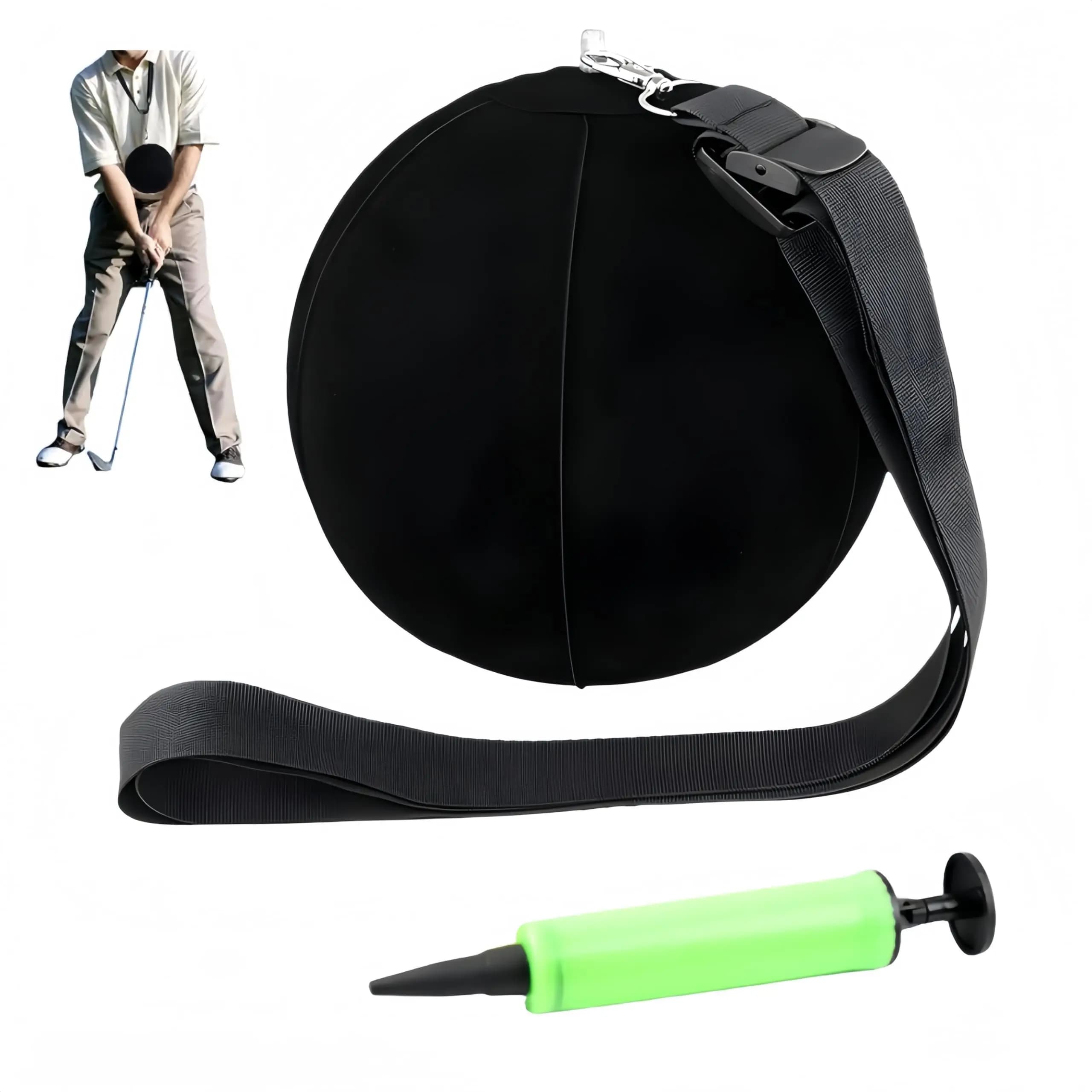 Golf Smart Ball Swing Practitioner Correttore del braccio Correttore di assistenza alla postura Accessori Forniture per ventole Nero 1 palla 1 cordino