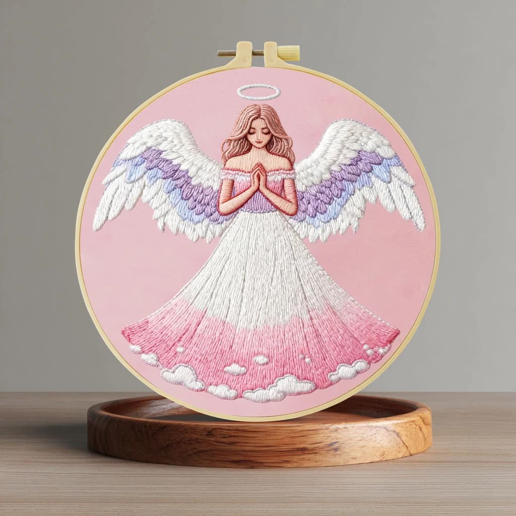 Kit Ricamo Angelo dell'Amore 20x20cm/15x15cm, Kit Base Fai da Te Punto Croce per Regalo