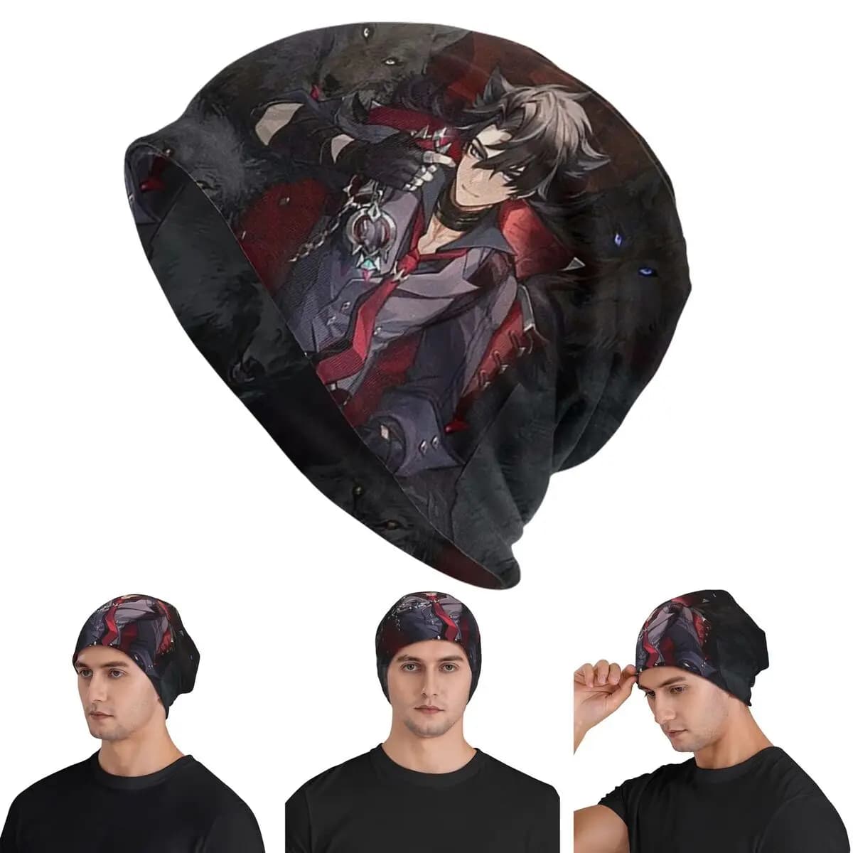 Genshin Impact Wriothesley Risley Skullies Berretti Cappelli Caldo Autunno Inverno Berretto da esterno Berretti a cuffia lavorati a maglia per uomo Donna Adulto