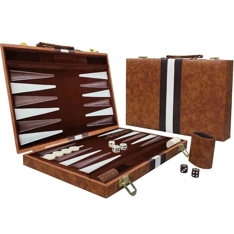 Nuovo set classico di backgammon con custodia in pelle, versione standard, gioco da viaggio portatile, regalo ideale per gli appassionati di strategia