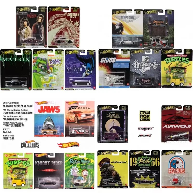 Originale Hot Wheels HXD63 Collezione di Cultura Pop Serie Stranger Things Godzilla Batman Jaws Matrix Collezione di Auto Modello Regali