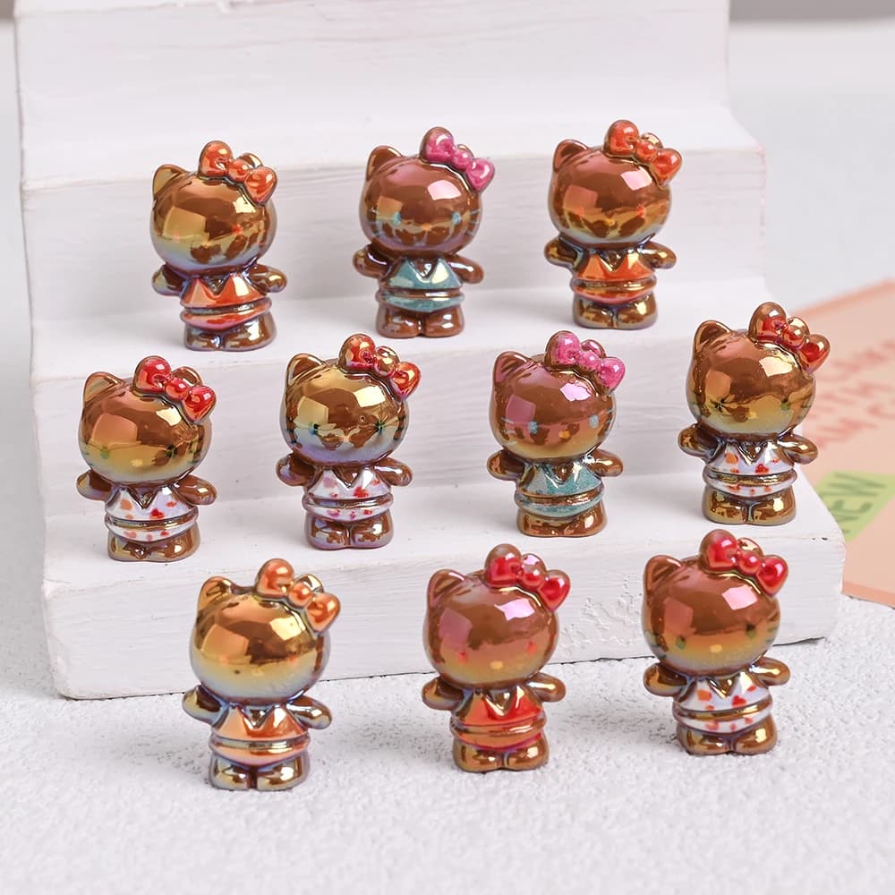 10 pz Marrone Sanrio Hello Kitty Perline di Resina Gioielli Branello Intervallo Allentato Per Il FAI DA TE Ciuccio Catena Dentizione Collana Baby Shower regalo