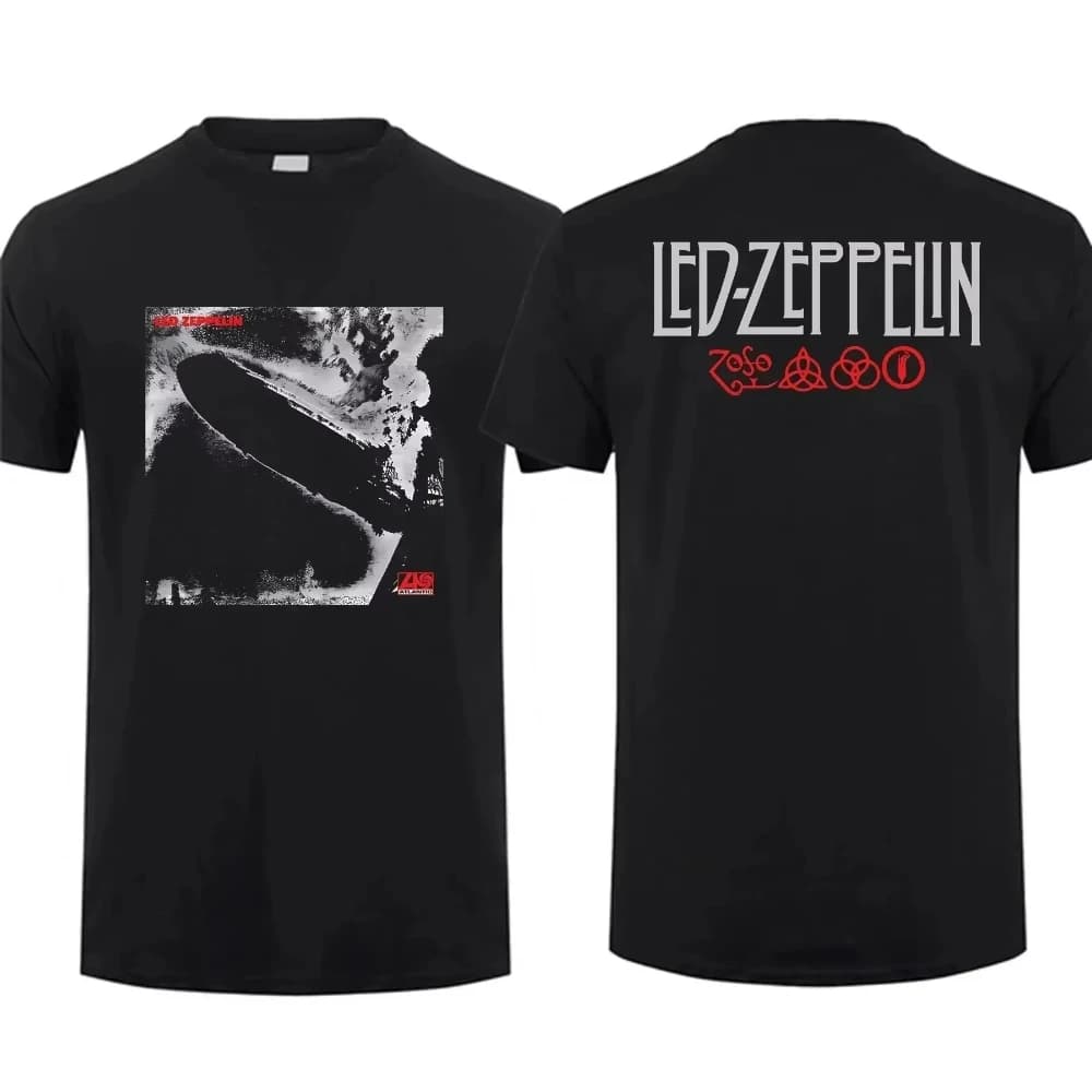 T-shirt Hip Pop Harajuku Vintage Rock Band Led Tour Mothership Zeppelin, T-shirt vintage Harajuku a doppia faccia
