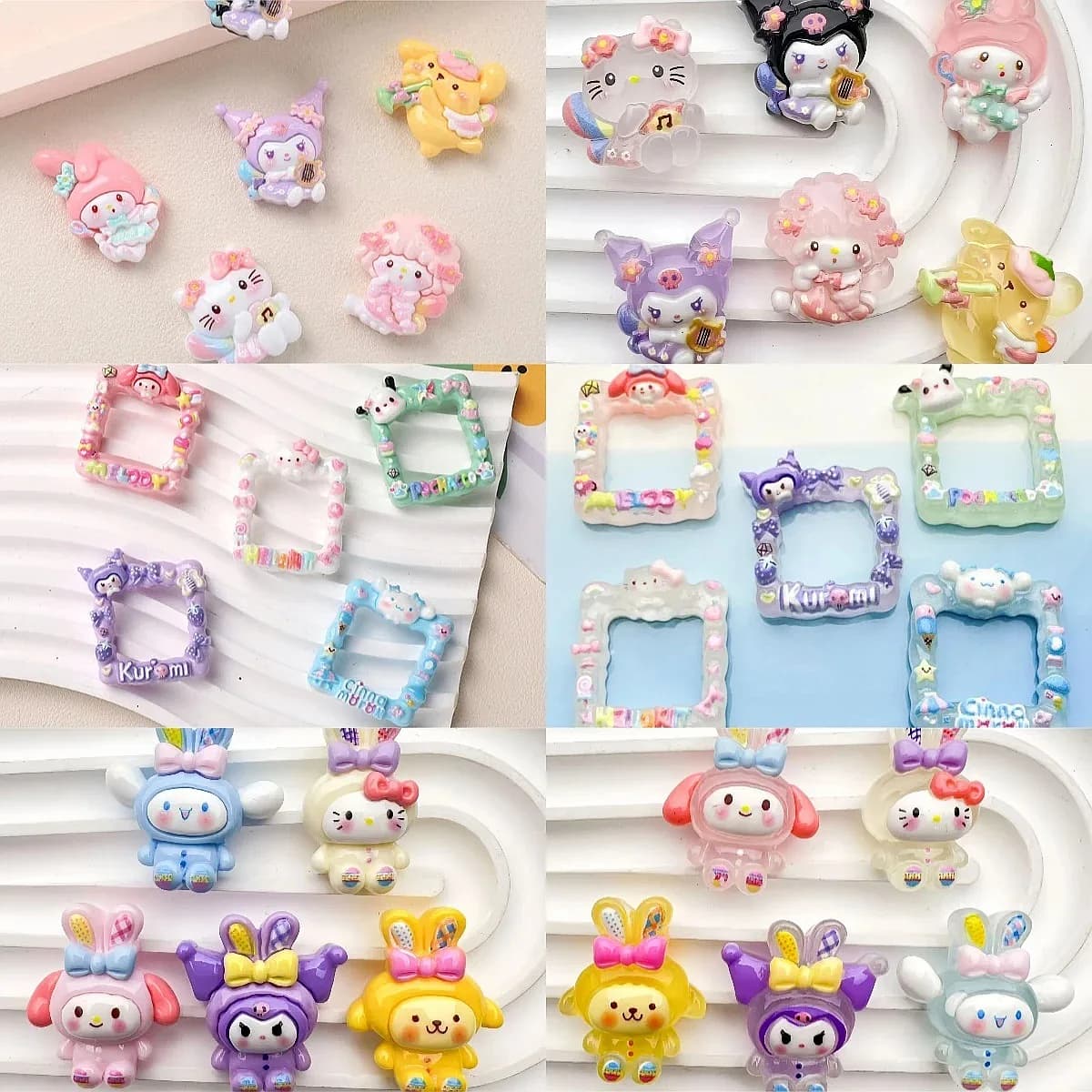 100pcs Kawaii Flatback Resin Cartoon Sanrio Kulomi DIY Craft Decor for Scrapbook Phone Case Earrings Miniature Craft