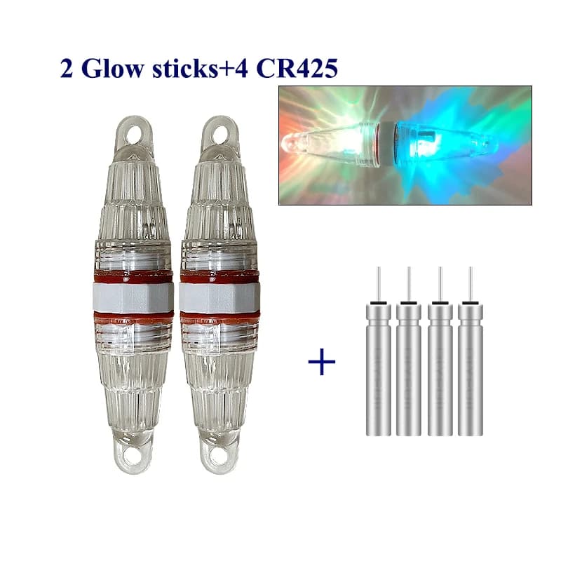 2PCS Night Glow Stick+4 CR425 Luminous Float Light Sea Ocean Fishing Electric Bright Glow Light Stick Fishing Tackle Accessories