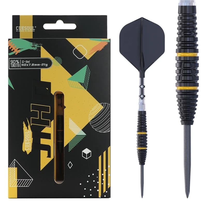 CUESOUL JIHO S2 Set di freccette con punta in acciaio al 90% al tungsteno da 21 g con rivestimento in titanio e volo uniforme ROST T19