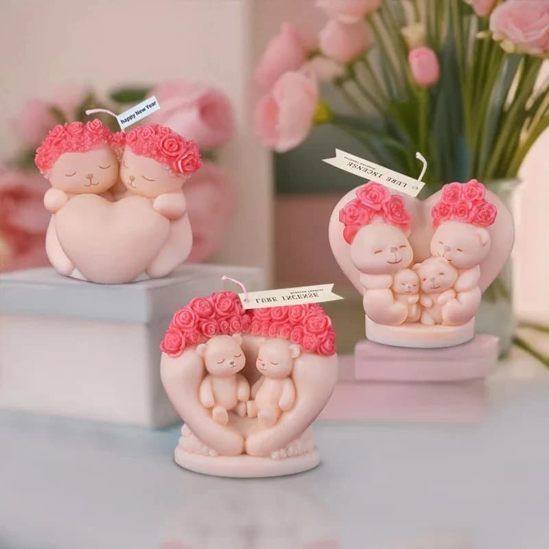 Stampi per Candele Aromaterapiche a Forma di Orso, Stampo in Silicone per San Valentino, Strumento per Resina e Gesso, Decorazione Regalo