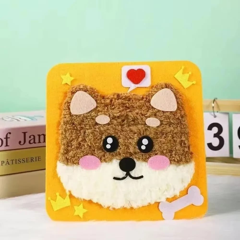 Ago da cucito e filo per pittura Set di bambole da ricamo fai-da-te con adesivo Giocattolo educativo per bambini di peluche
