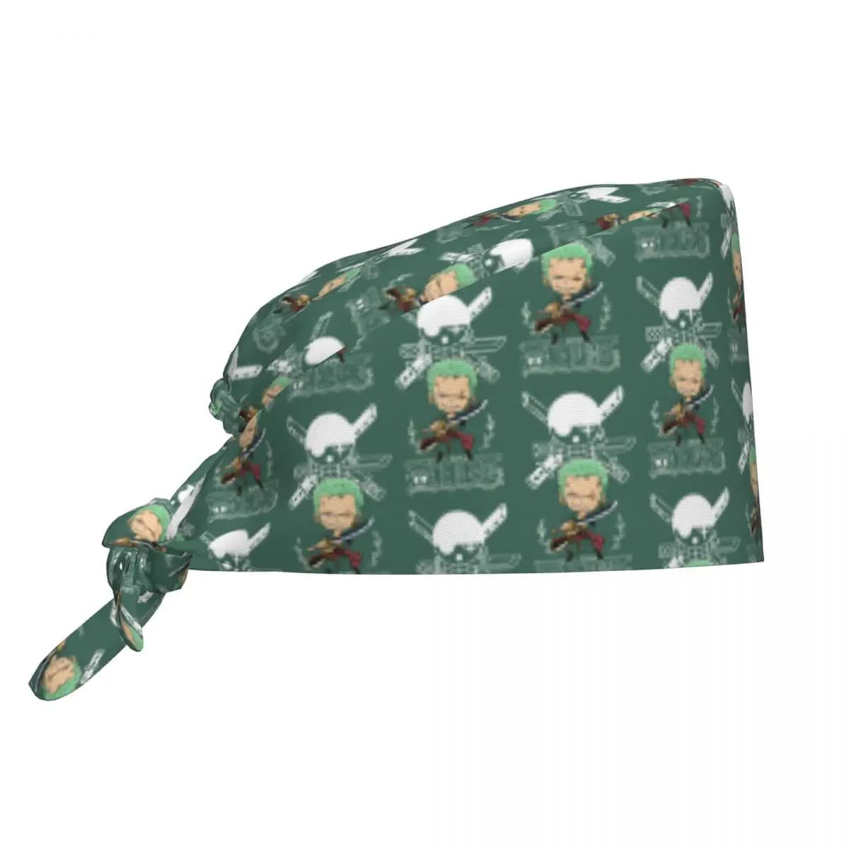 Cappello da Lavoro Personalizzabile Regolabile Zoro One Piece da Donna, Divertente Cappello Chirurgico Anime Comic per Infermiere, Dottore, Chirurgo