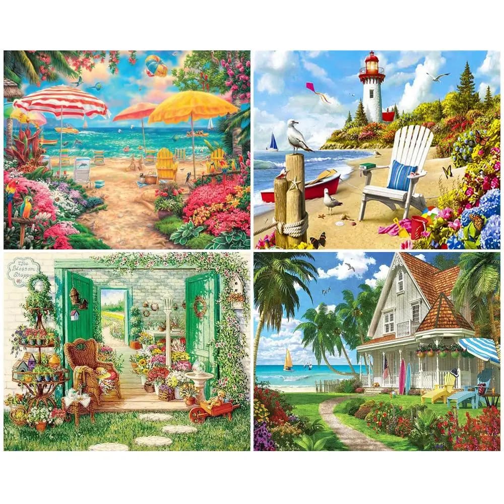1pc frameless Acrylic Painting By Numbers Landscape Picture Drawing Flowers Diy Gift For Adults Children Home Decor