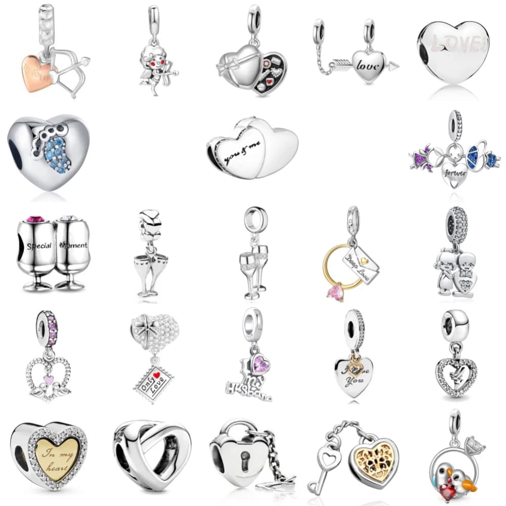 Nuovo argento sterling 925 amore chiave serratura calice fascino di ley 925 catena in rilievo misura braccialetto pendente originale gioielli da donna fai da te