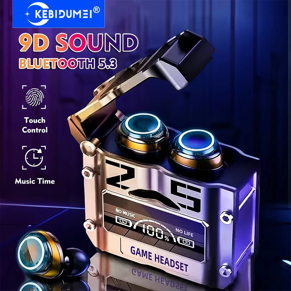 KEBIDUMEI TWS Auricolari da gioco Bluetooth 5.3 Cuffie wireless con cancellazione del rumore Auricolari stereo HiFi Cuffie a bassa latenza