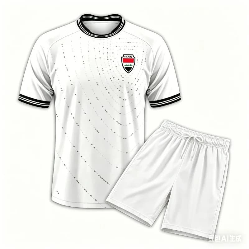 Set Maglia da Calcio Nazionale dell'Iraq, Completo Casual Traspirante con Maglietta e Pantaloncini per Adulti/Giovani, Versione Tifosi