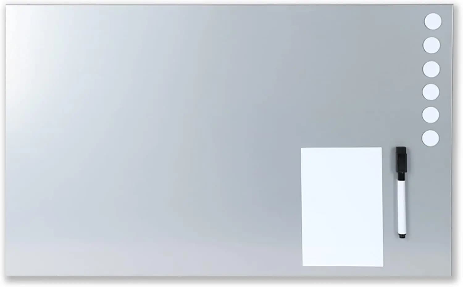 Lavagna Magnetica con Pannello Cancellabile a Secco, 24x14 Pollici, Finitura Argento, Include Magneti e Pennarello per Esposizione Versatile