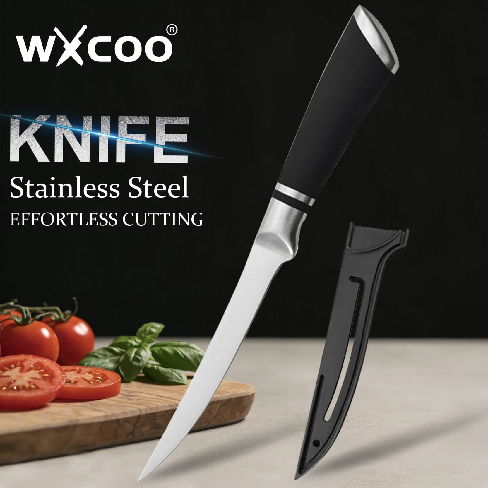 Coltello da Cucina Professionale WXCOO in Acciaio Inossidabile, Coltello da Disosso, Coltello da Chef per Macellazione, Taglio di Pesce, Bistecche, Carne e Frutta