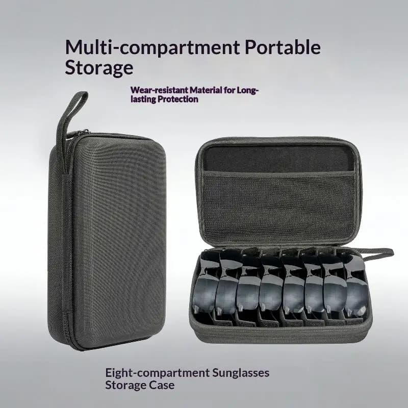 Custodia Organizer per Occhiali da Sole con 4, 5, 6, 7, 8 Scomparti - Scatola da Viaggio Porta Occhiali Multipli con Scomparti Regolabili per Casa e Viaggi