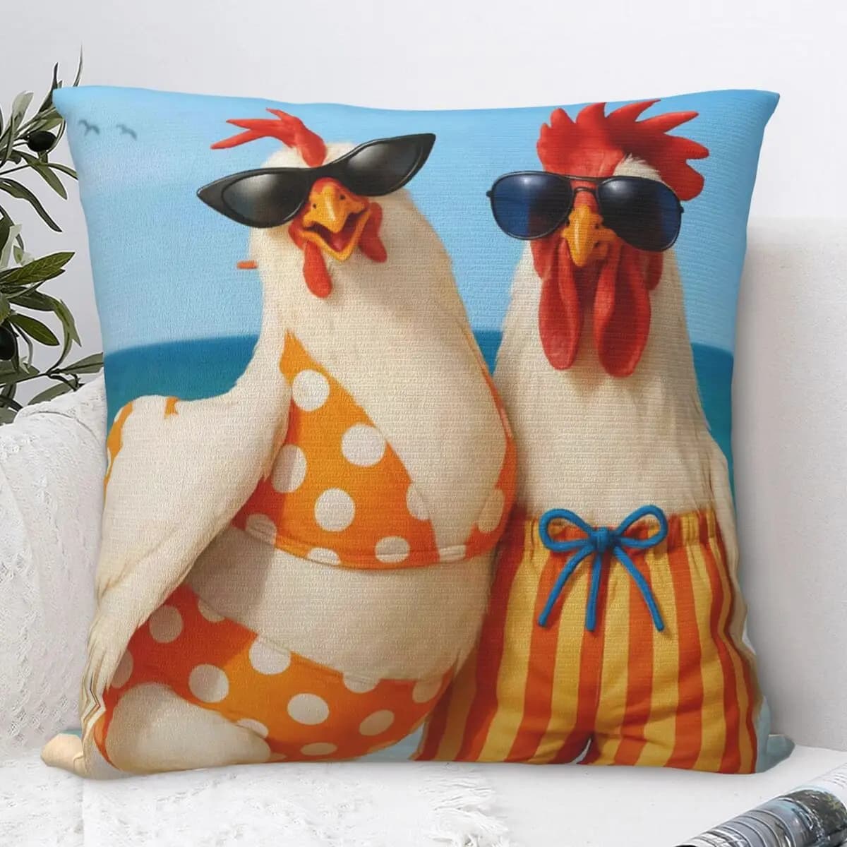 Fodera per cuscino Gallo Coppia Viaggio Fodera per cuscino personalizzata Federa per cuscino Kawaii per federe decorative per casa auto da ufficio
