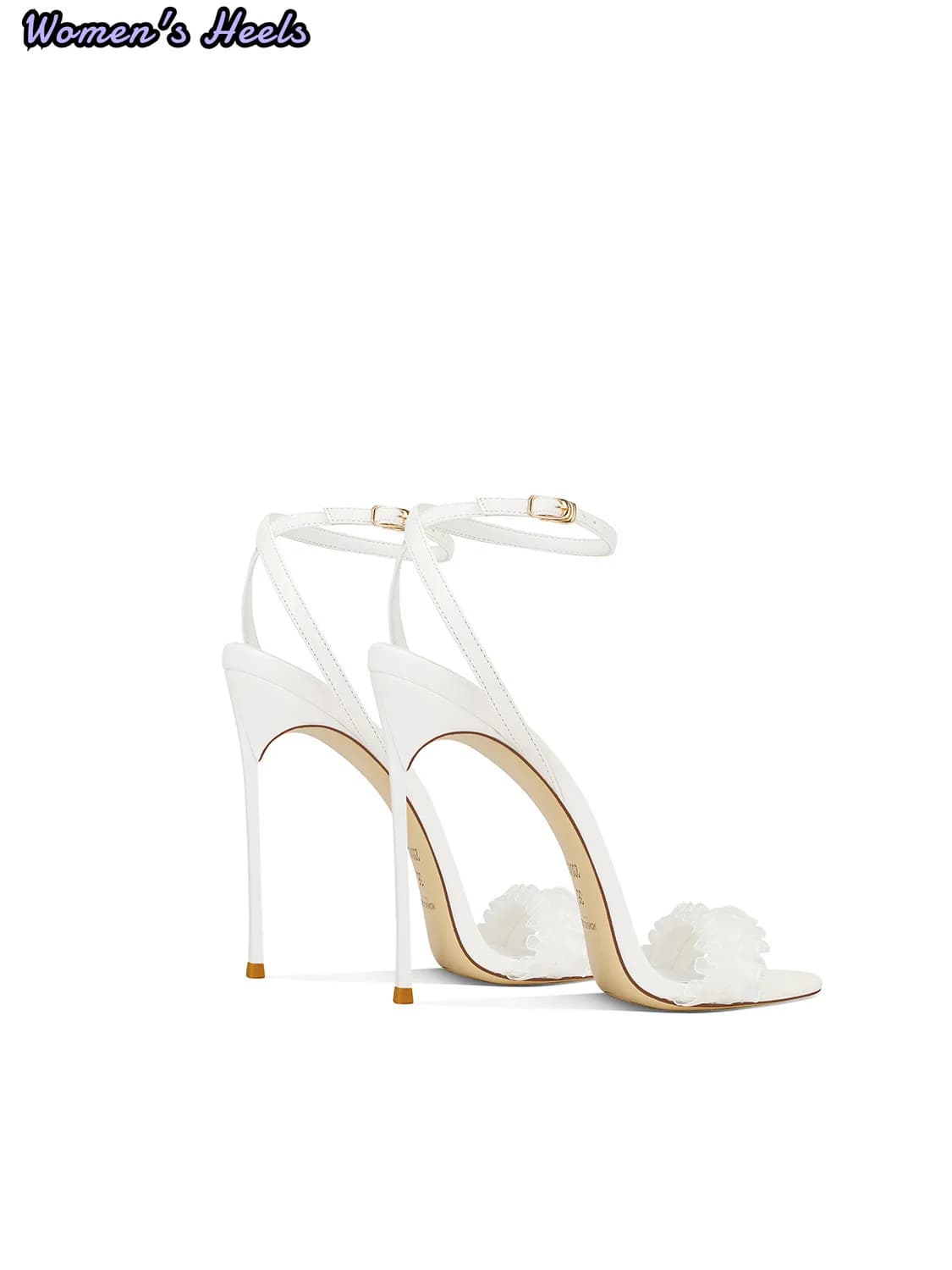 White One Strap Sandals Women Summer New Style Thin Heel High Heels Fashion Party Dress Shoes